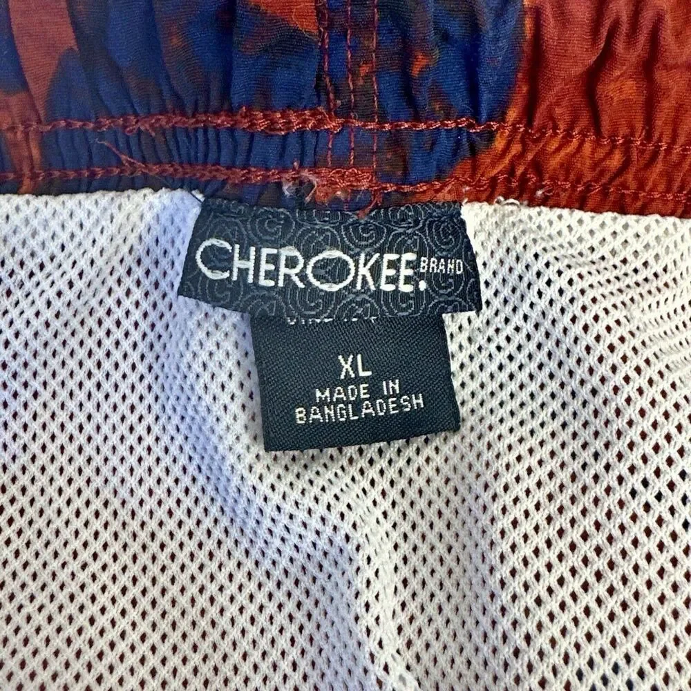 Cherokee Men’s Tropical Flowers Swim Shorts Trunks XL Red Blue Orange‎ Floral